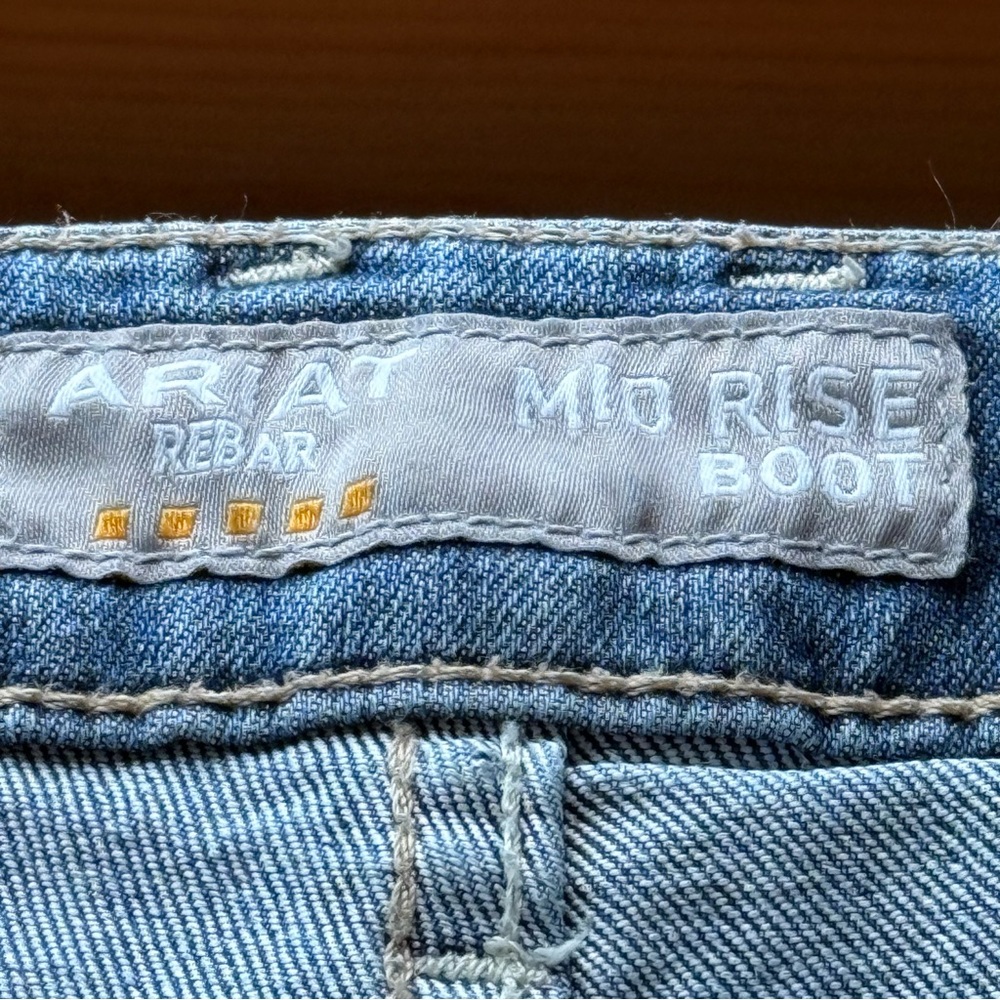 Ariat Rebar Mens Denim Jeans Mid Rise Boot Cut Workwear 31R Utility Pocket 32x30 - Picture 11 of 15